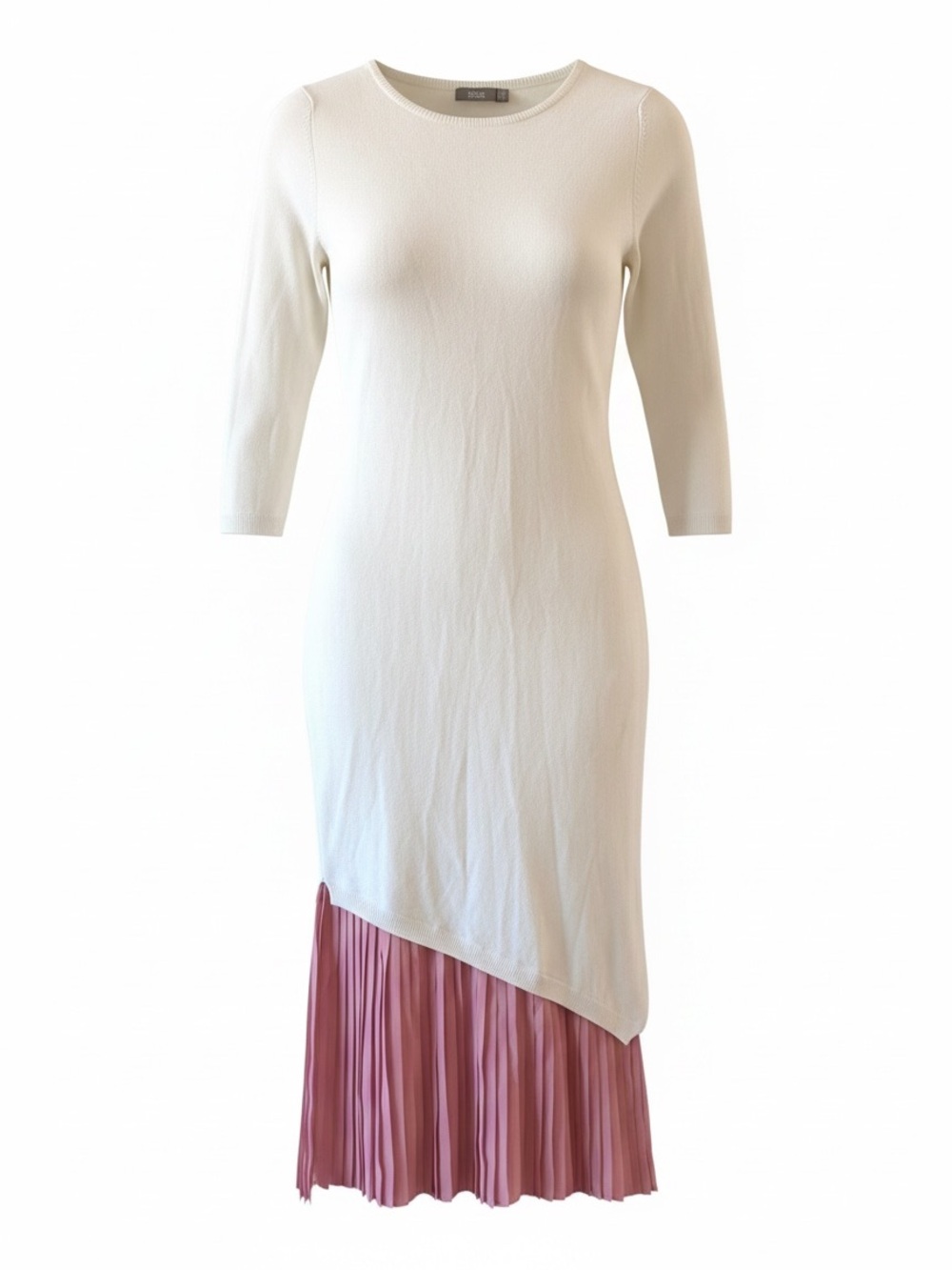 ASOS White and Dusty Rose Asymmetric Pleated Midi knit Dress size 4